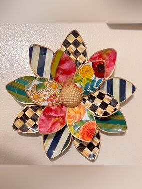 MacKenzie Childs Large Wallflower Wall Art Flower Market Courtly Check